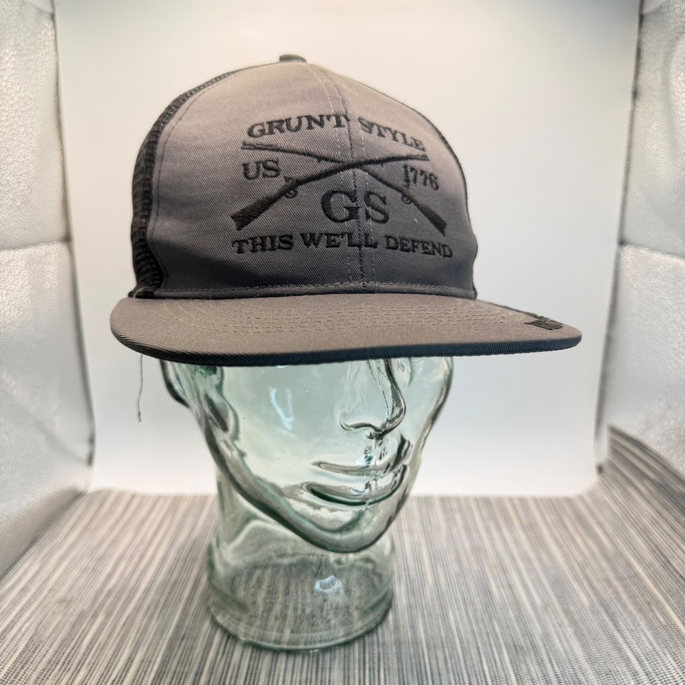 Grunt Style‎ Hat This We'll Defend Snapback Trucker Cap Gray Black OSFM Mens